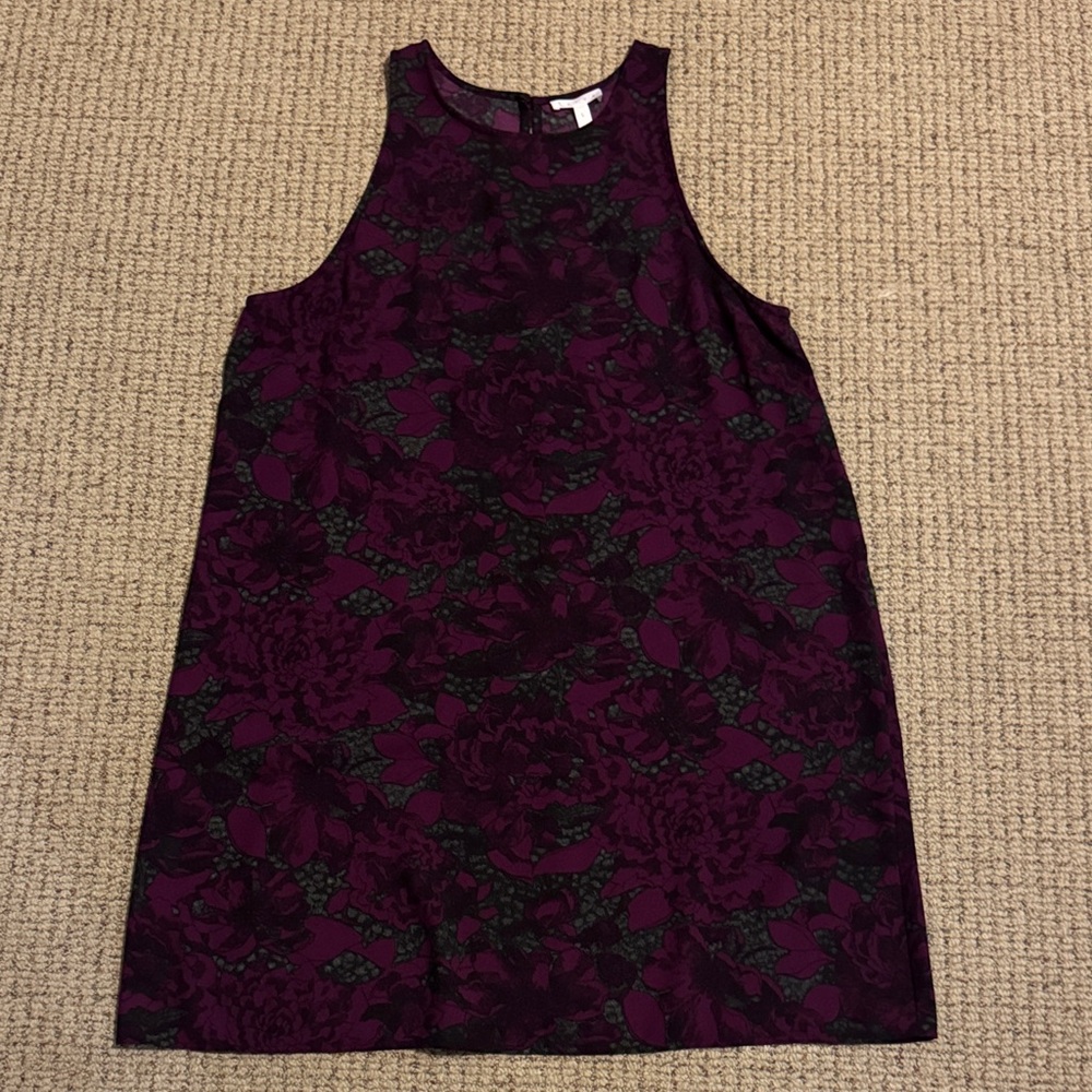 Leith Purple and Black Floral Shift Dress